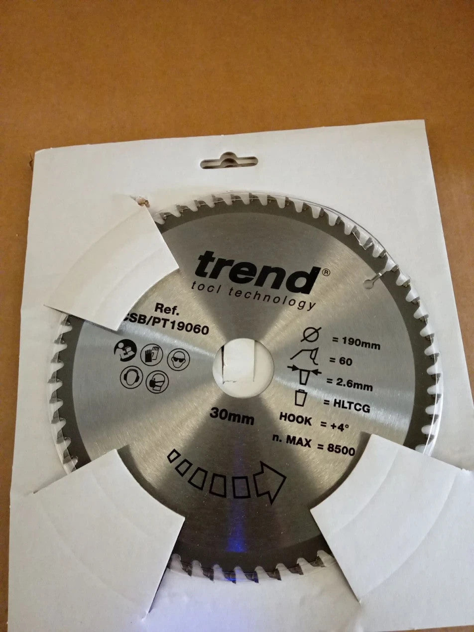 Trend Laminate HPL Circular Saw Blade 190mm Diameter 30mm Bore 60 Teeth 2.6m New
