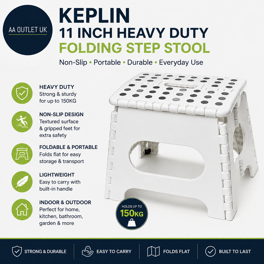 Keplin 11in Heavy Duty Folding Step Stool Non Slip Foldable Footstool For Kids