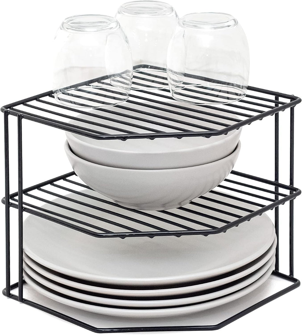 Simplywire 3 Tier Plate Rack Kitchen Cupboard Organiser Black Plastic New