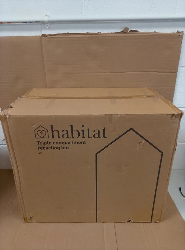Habitat Triple Compartment Recycling Bin 45 Litre Kitchen Waste Storage New
