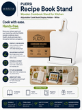 Puersi Recipe Book Stand Wooden Cookbook Stands Kitchen Adjustable White