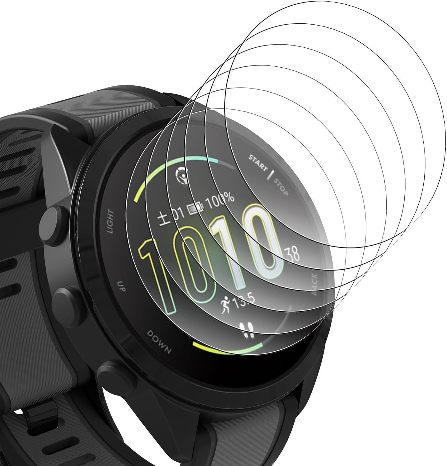 Bigqin 6pc Screen Protector Garmin Forerunner 165/165 Music Tempered Glass New