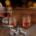 Cambareign Whiskey Decanter Set Wooden Box 27oz Crystal Liquor Glass New