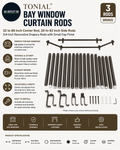 Tonial Bay Window Curtain 32 To 86in Center 20 To 82in Side Rods
