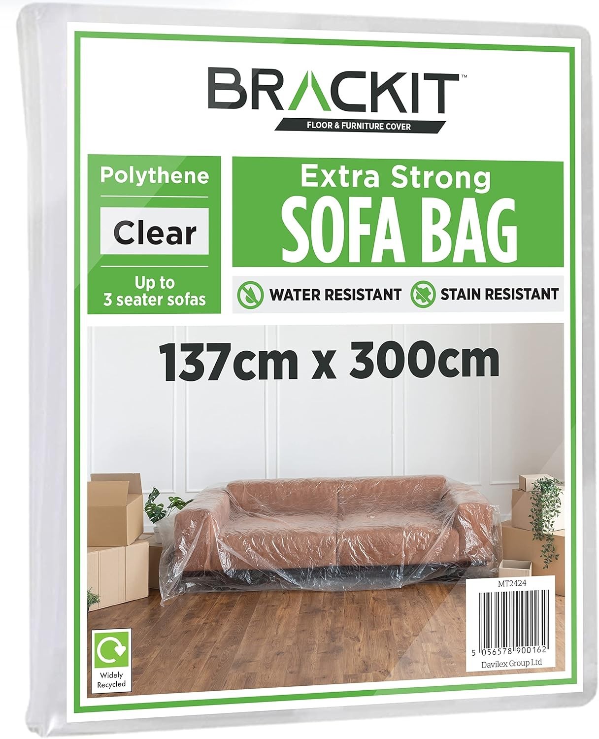 Brackit Sofa Storage Bag Plastic Cover Heavy Duty 300cx137cm Up To 3 Seater