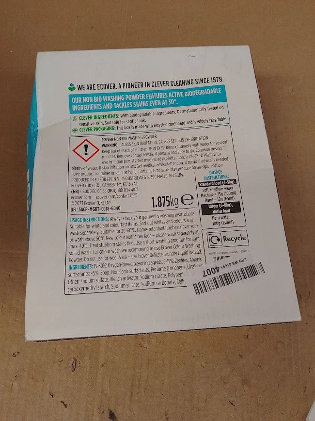 Ecover Non Bio Washing Powder 25 Wash Lavender Eucalyptus Laundry New