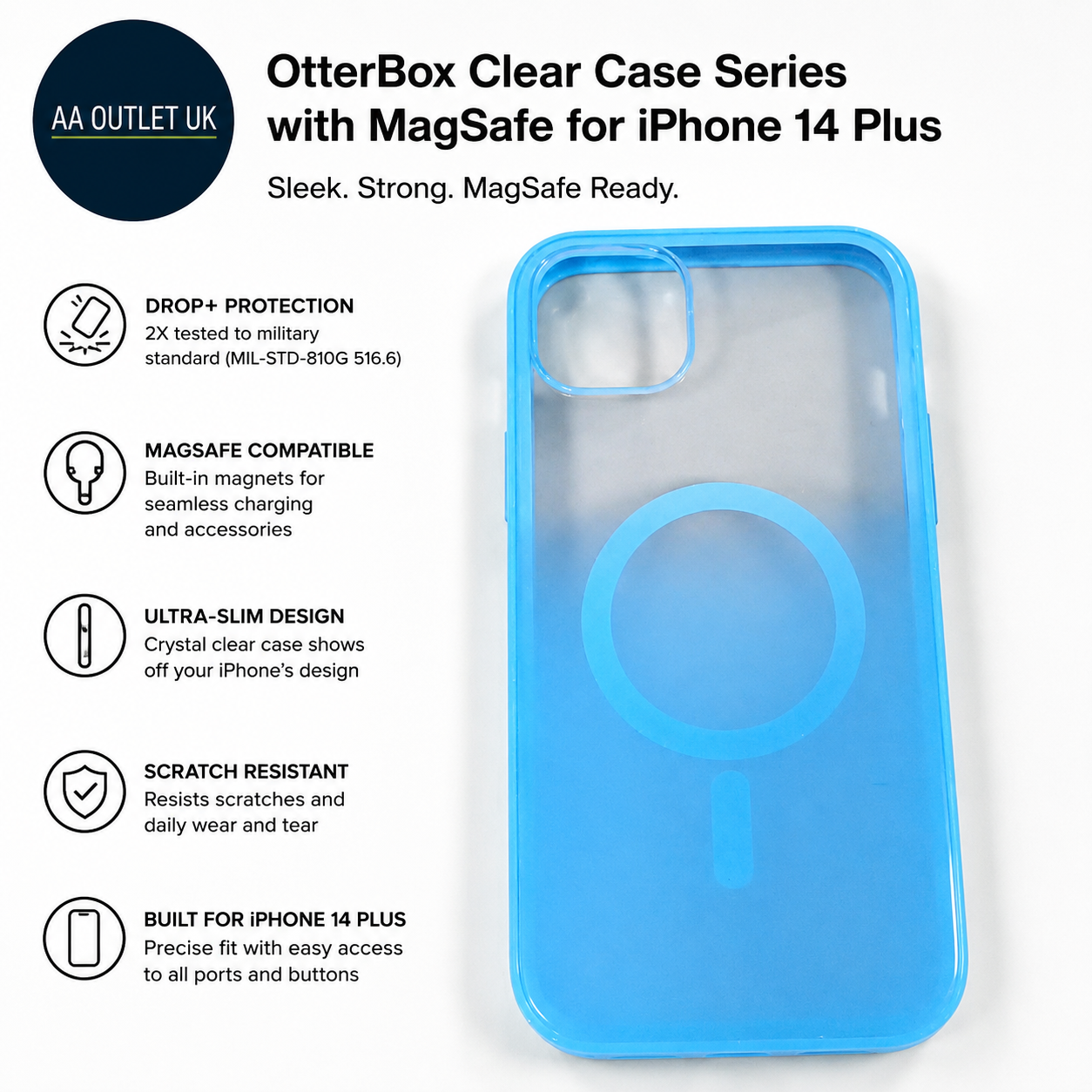 OtterBox Clear Case Series MagSafe iPhone 14 Plus Shockproof Drop Proof New