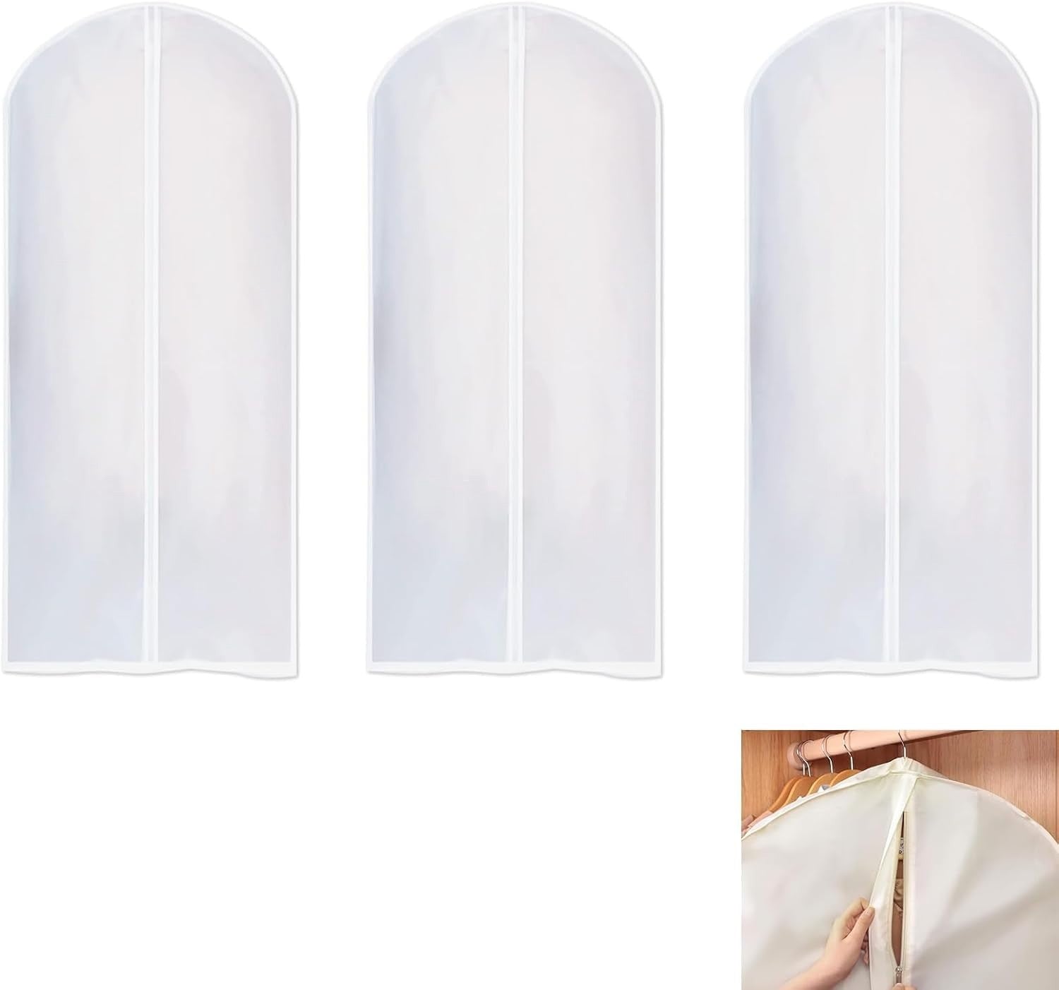 3 Pieces Long Dress Garment Bags Full Length Covers Zip Waterproof Dustproof