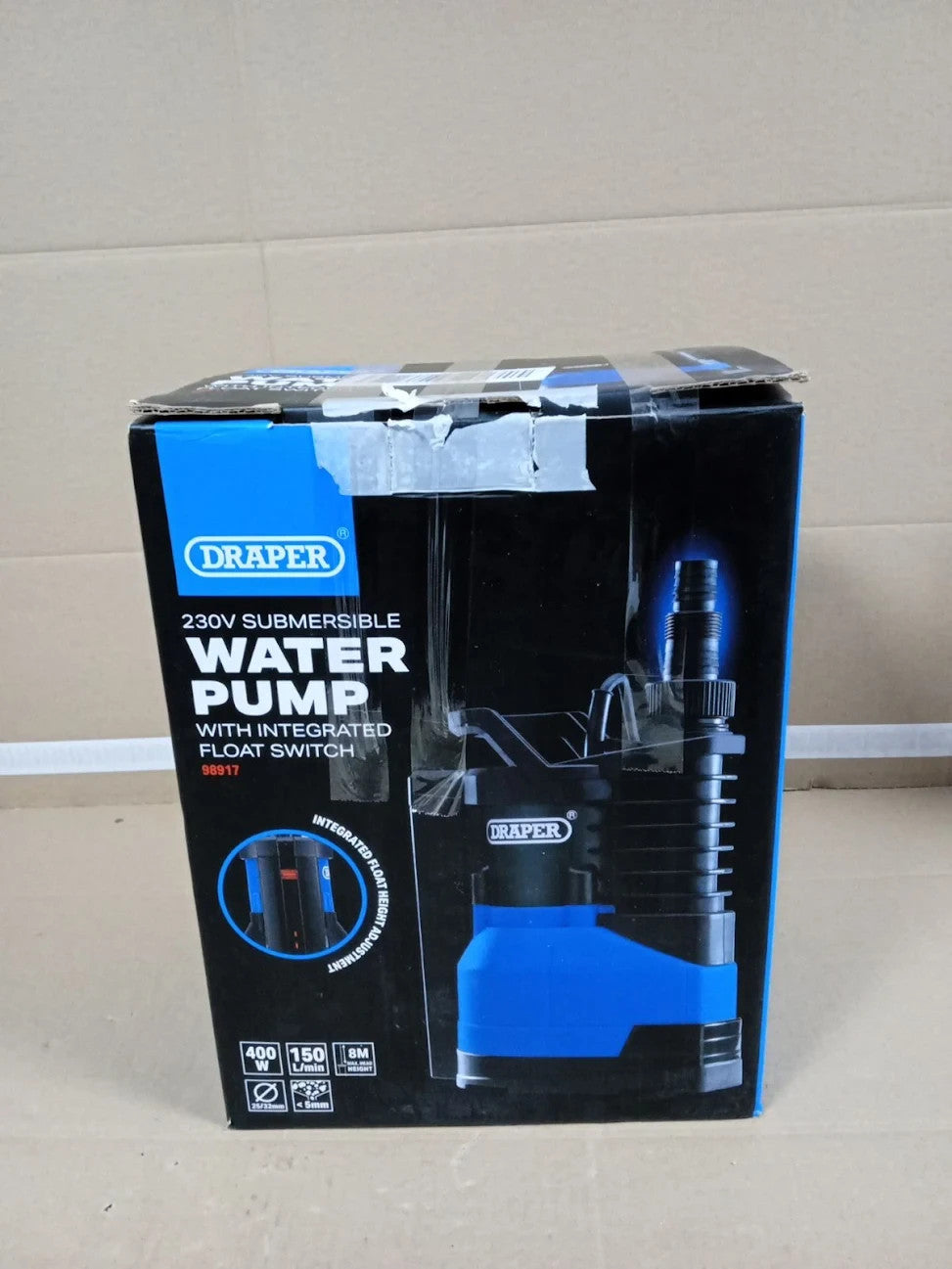 Draper 400W Portable Submersible Water Pump Max Flow Capacity 9000 l/h Electric