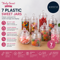 Truly Sweet Candy 7pc Plastic Sweet Jars Classic Design Clear Transparent