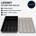 Lifewit Cutlery Tray With Lid Storage Box Kitchen Drawer Counter 9.5lx12.7w
