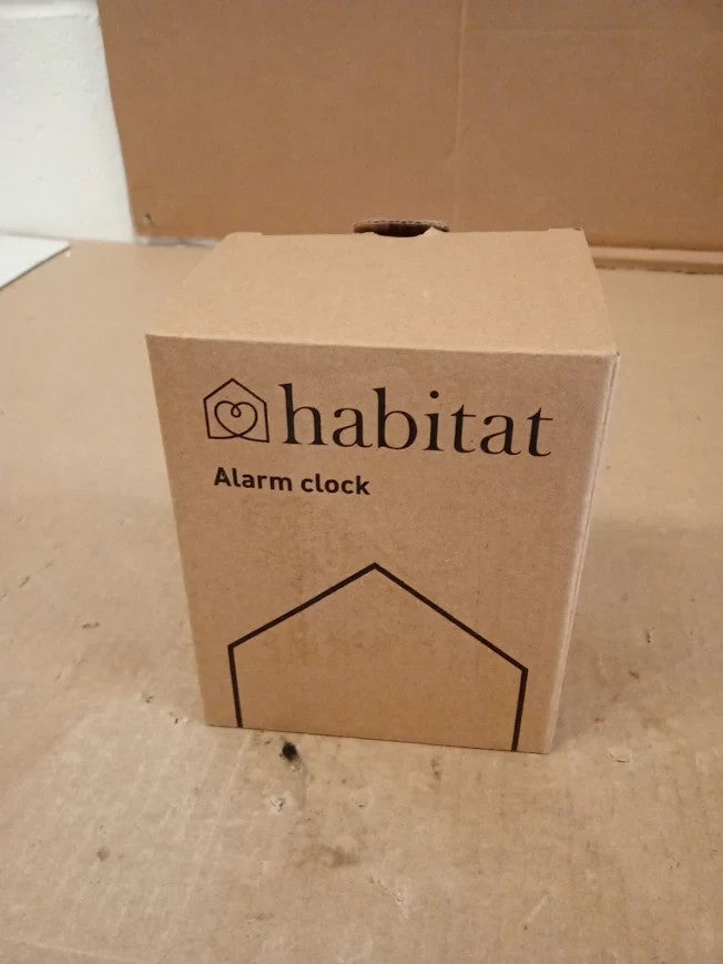 Habitat Analogue Alarm Clock Quartz Movement Black White 8.9x7.2x11.8cm