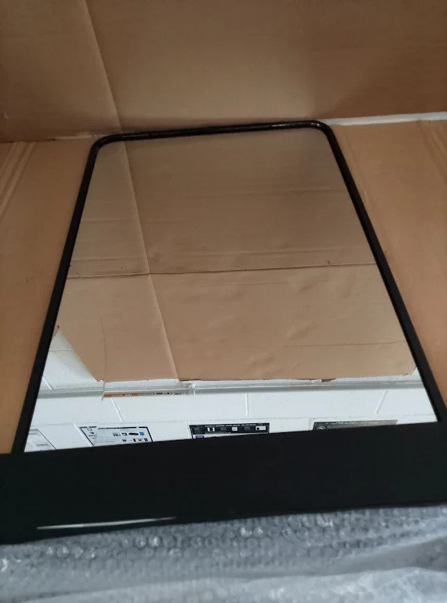 Innova Black Metal Square Mirror Metal Shelf Wall Mounted 65x40c11cm