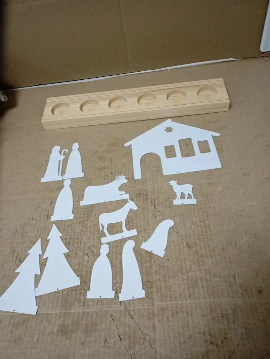 Nativity Scene Set Christmas Indoor Romadedi Wooden Crib Sets Candle Holder