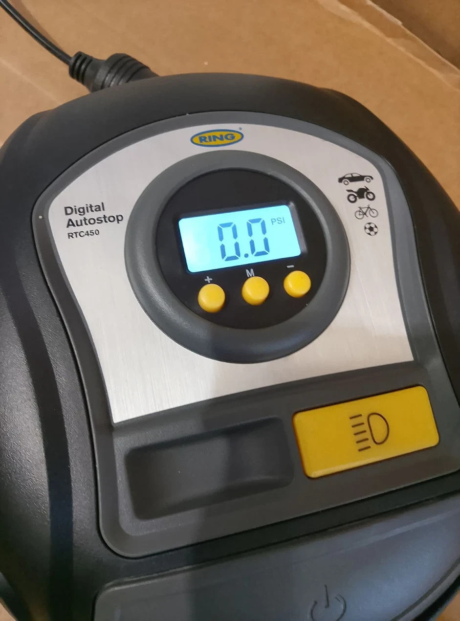 RING TYREINFLATE 450 Digital Compressor PSI BAR kPA LED Design All Vehicle