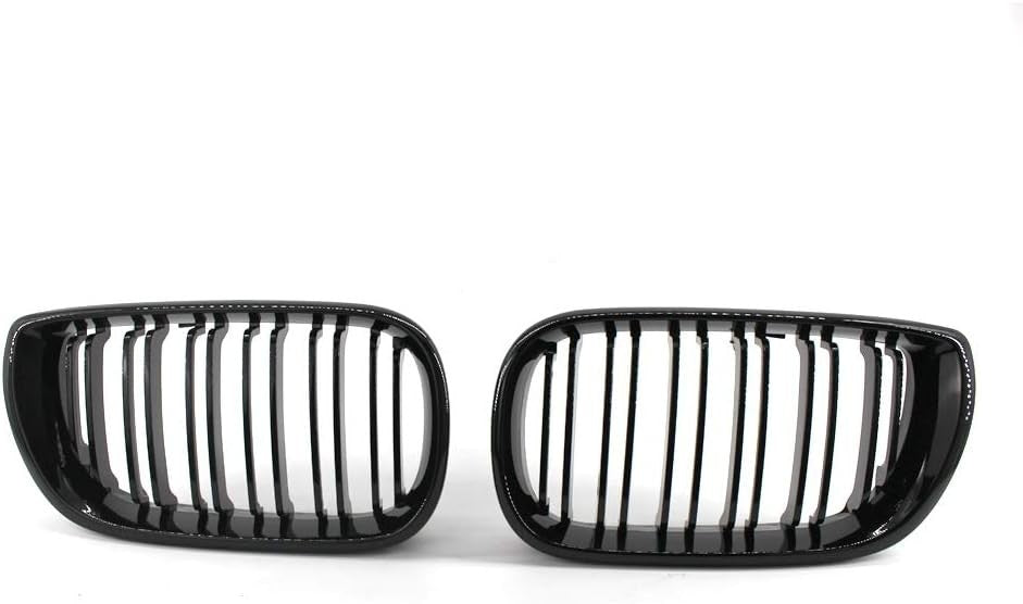 Double Bridge Front Kidney Grill Grilles Glossy Black E46 4 Door New
