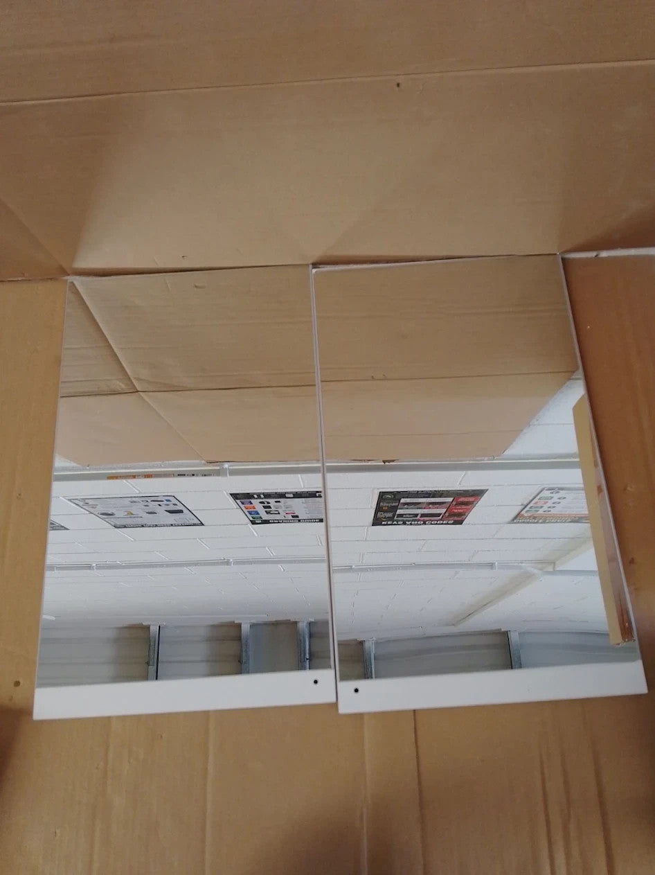 Home Prime 2 Door Mirrored Cabinet White 50x60x14cm 2 Doors Self Assembly