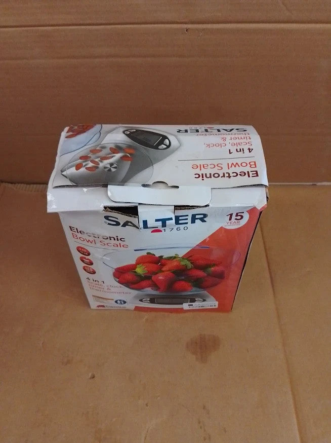 Salter Electronic Bowl Scale Silver Digital Kitchen Weighing Quality Design New