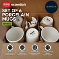 Argos Essentials Set Of 6 Porcelain Coffee Mugs White 360ml Dishwasher Safe