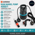 Gardena Rain Barrel Pump 4000 1 Submersible 4000L H Integrated Filter UK Plug