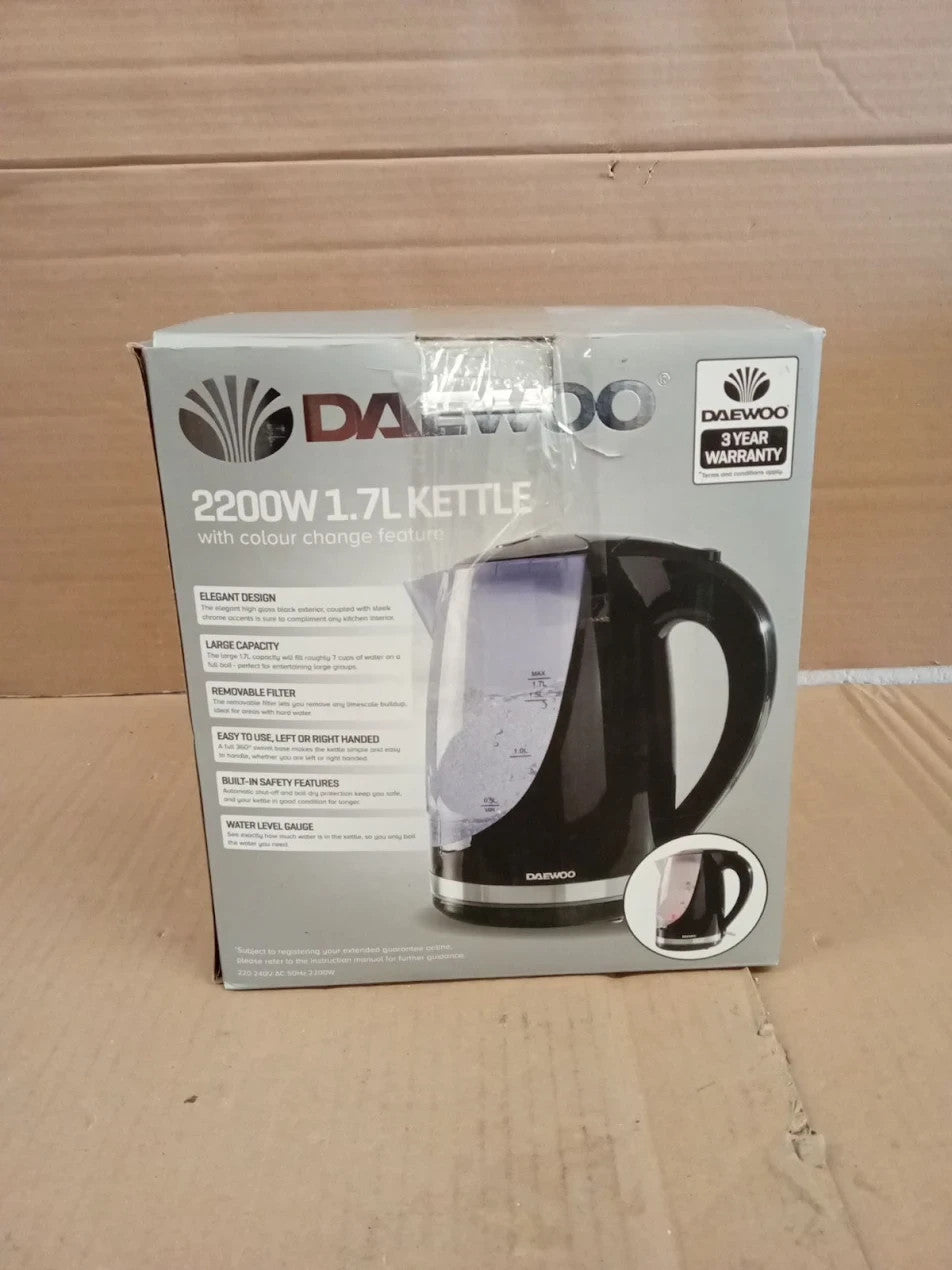 Daewoo LED Kettle Colour Changing Kettle LED Illumination When Boiling 360° 1.7L