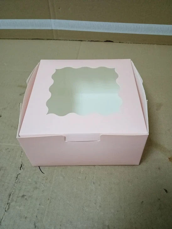 Gcardist Pink Bakery Box Window 15.2x15.2x7.6cm Pink Cookie Boxes Pastry New