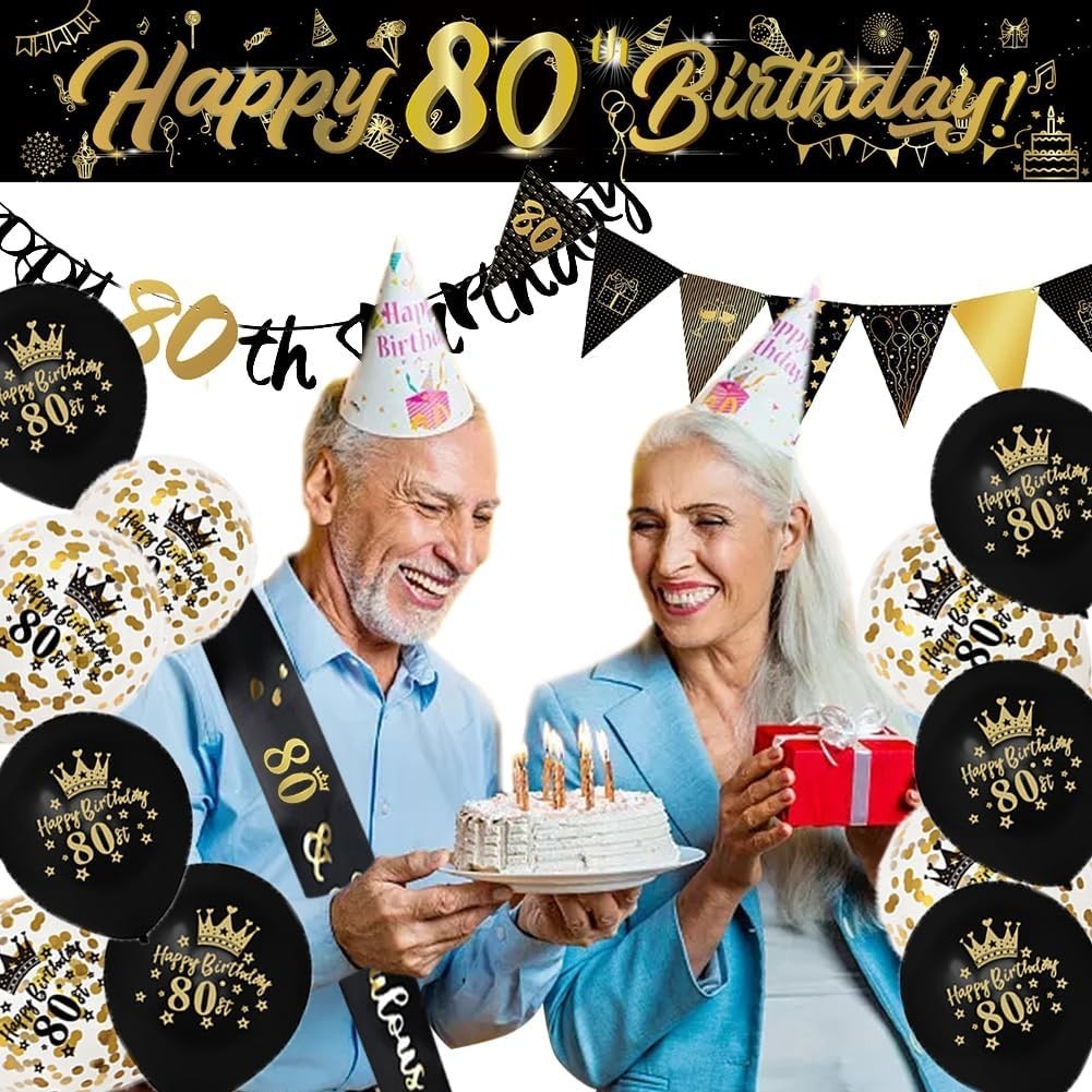 80th Birthday Decorations Kit Banner Party Supplies Premium Quality Design New