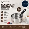 Penguin Home Stainless Steel Milk Pan 14cm Unique Pouring Lips Induction