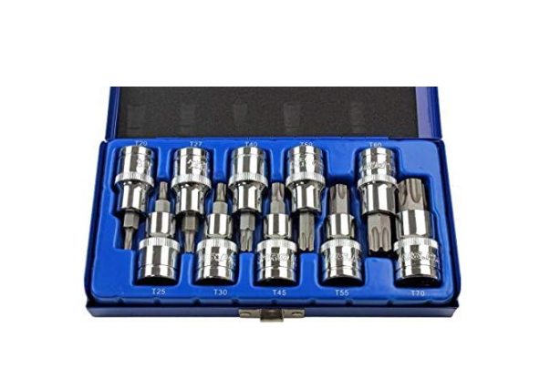 US Pro Tools 9pc 1/2in Dr Torx Bit Socket Set T20 T70 3413 Gemalt New