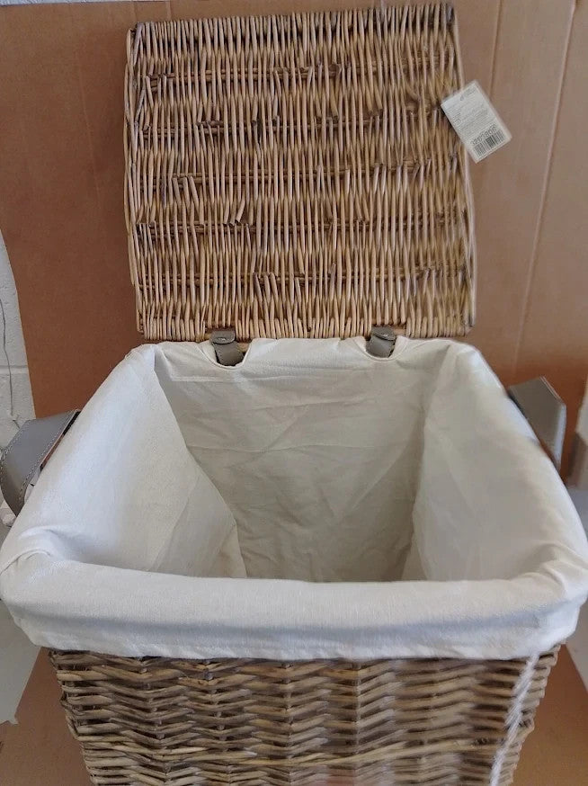 Argos Home Grey Willow Laundry Basket Wicker Clothes Hamper with Liner New