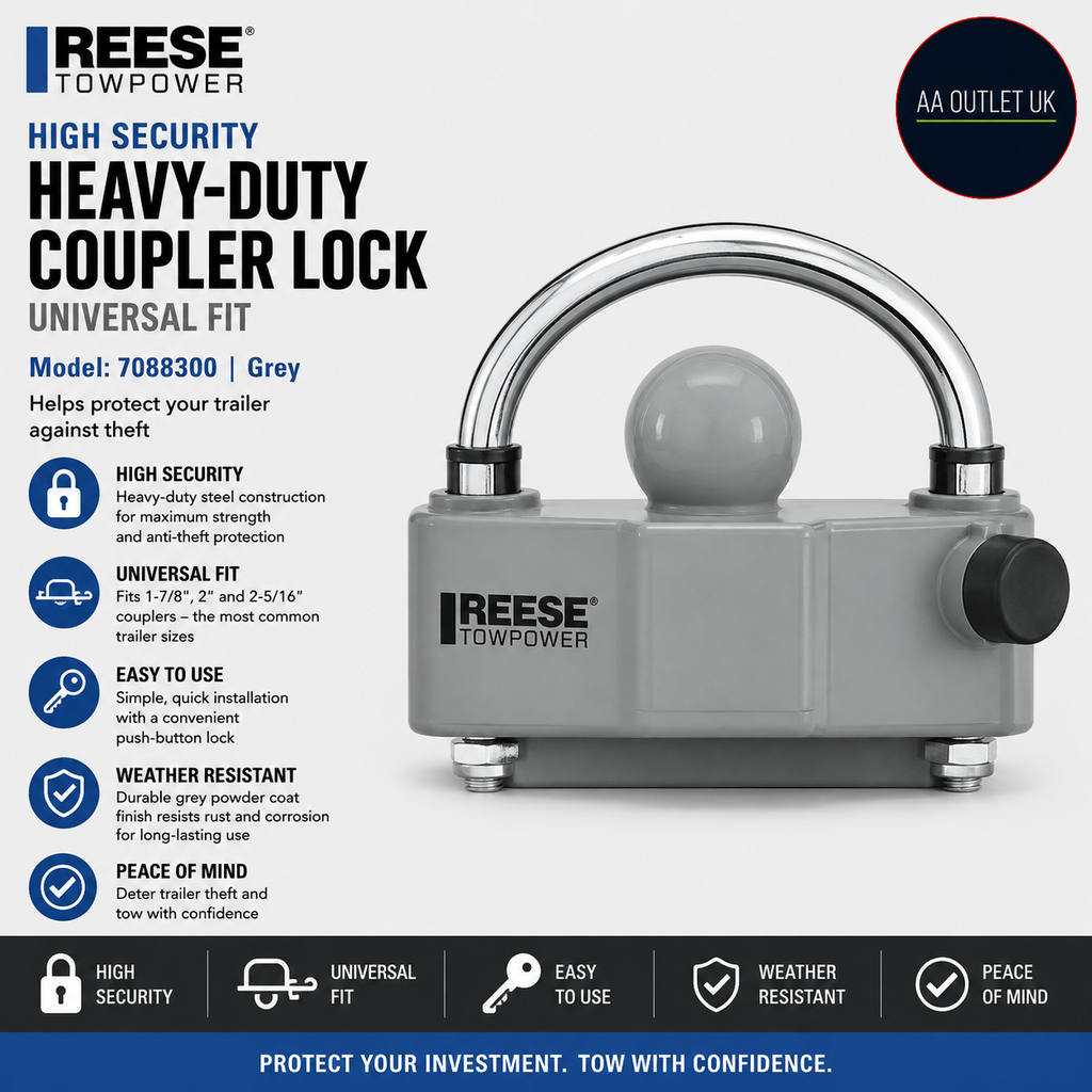 Reese Towpower 7088300 Heavy Duty Coupler Lock Grey Trailer Security Design