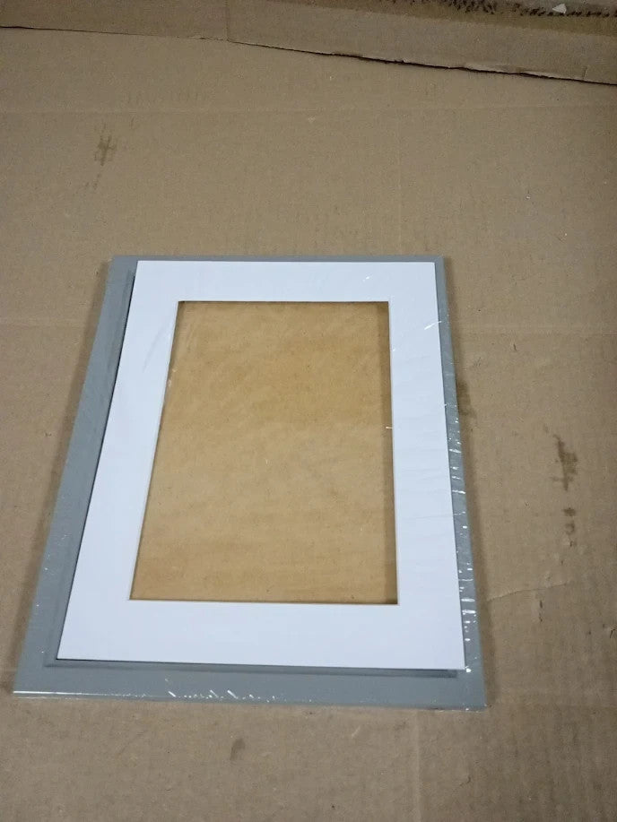 Frame Company Drayton 9x7 Grey Photo Picture White Mount 8x6 Image Plastic New
