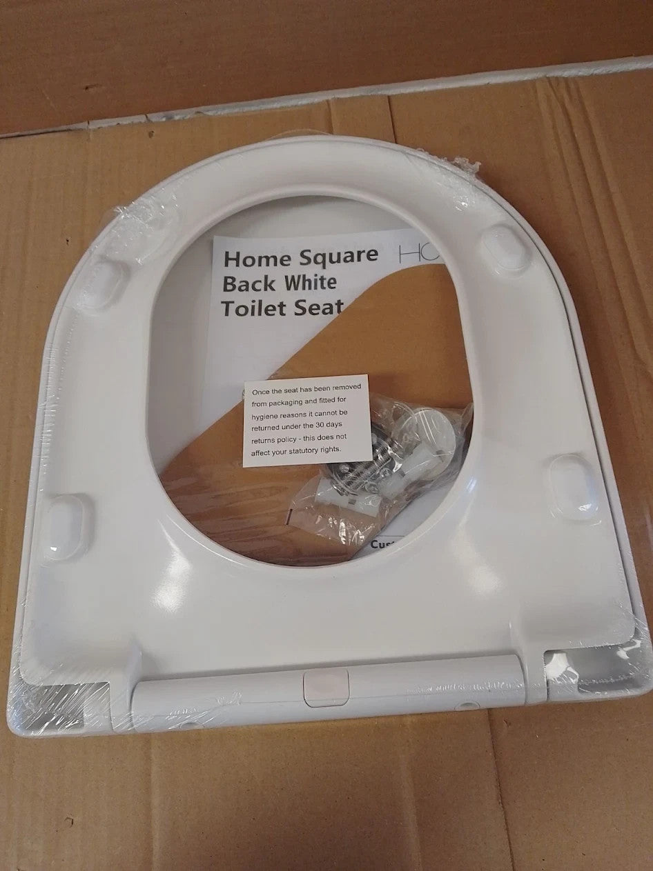 Home Soft Close D Shaped Toilet Seat White 41.5x36.1x5.1cm Adjustable Fit