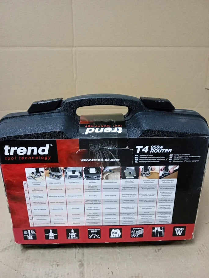 Trend T4 1/4in  Variable Speed Workshop Router Kitbox Perfect Hinge Cutting New