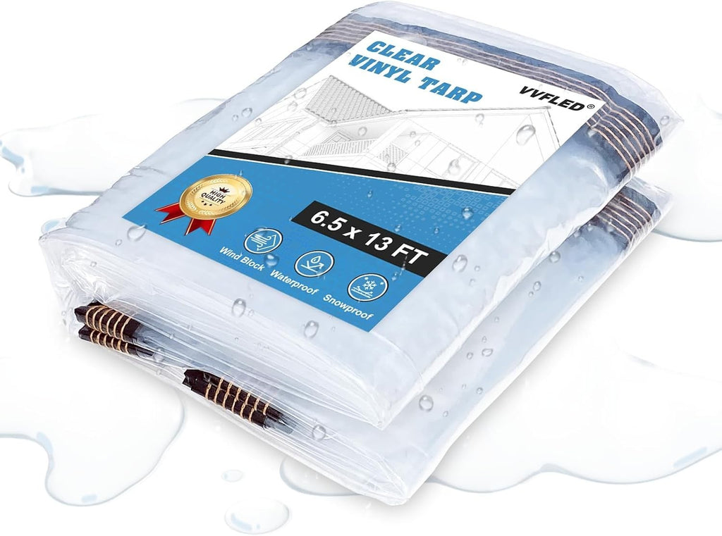 2x4m Clear Tarpaulin Waterproof Heavy Duty PVC Tarp Eyelets UV Dust Rain Snow