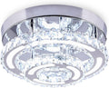 Modern Crystal Ceiling Lamps 2 Round LED Semi Flush Mount Chandelier Cool New