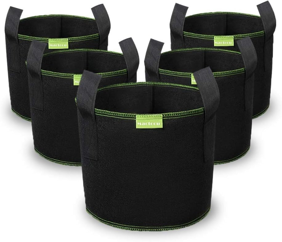 Mactoou Grow Bags Vegetables 5 Gallons Nonwoven Fabric Vegetable Plant 5pc New