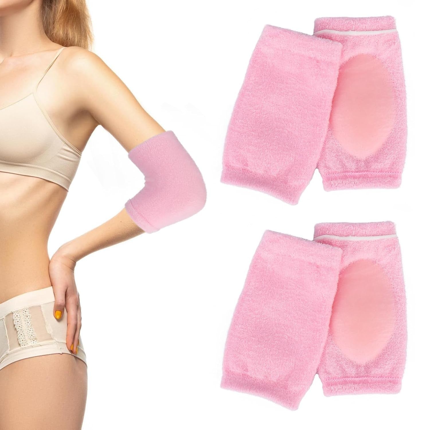 4 Pieces Elbow Moisturizing Sleeve Pads Gel Women Cover Skin Medium Pink New