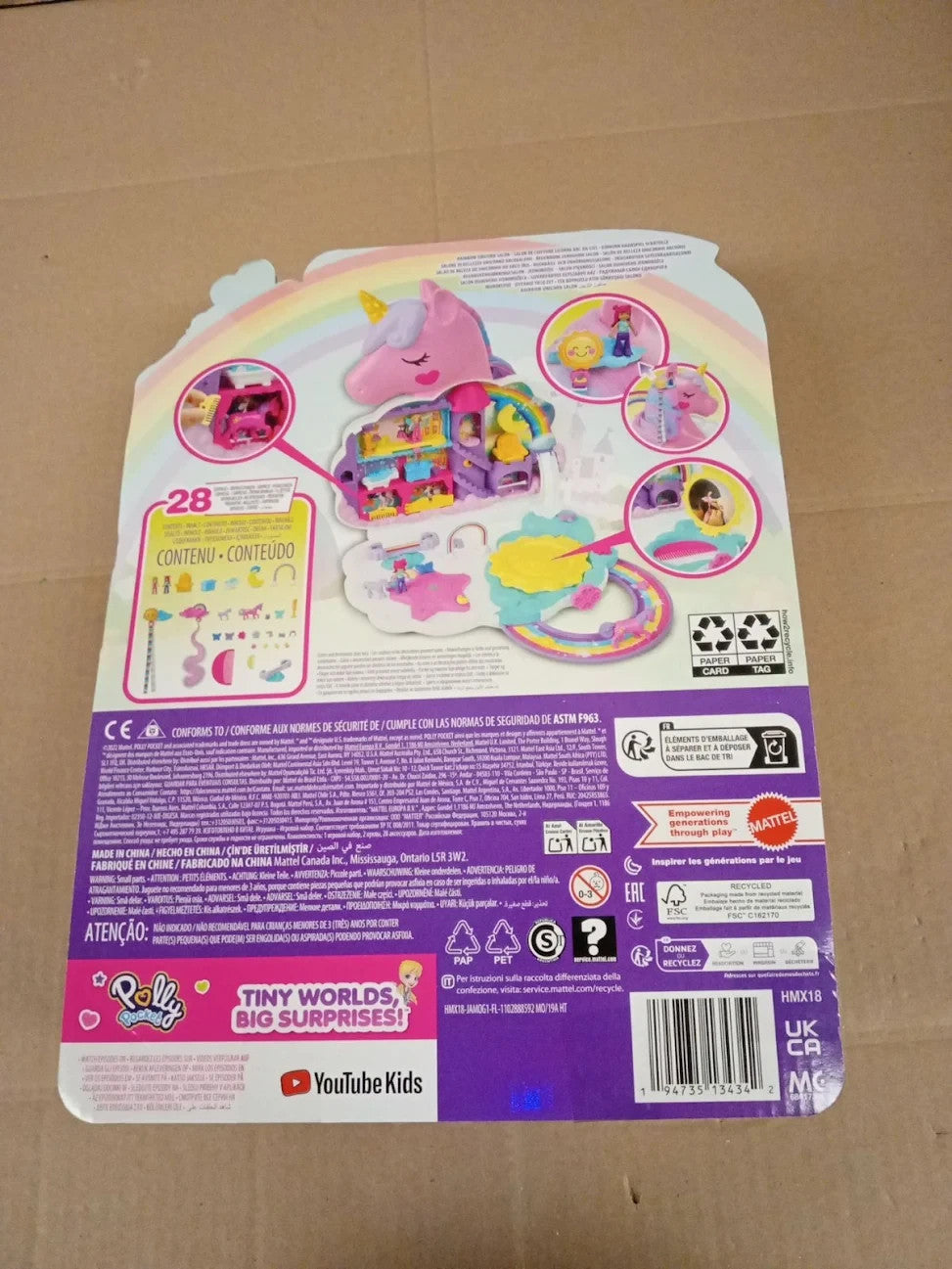 Polly Pocket Mini Toys Rainbow Unicorn Salon Styling Head Playset HMX18