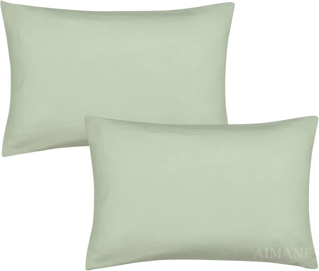 Duck Egg Housewife Pillowcases Pair 50x75cm Polycotton Easy Care Bedding New