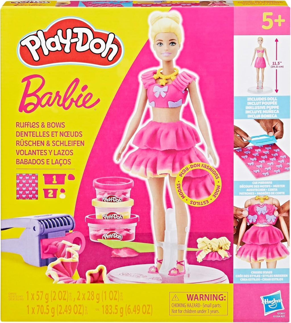 Play Doh Barbie Ruffles Bows Set Make Doll Clothes Modeling Compound 5+ New