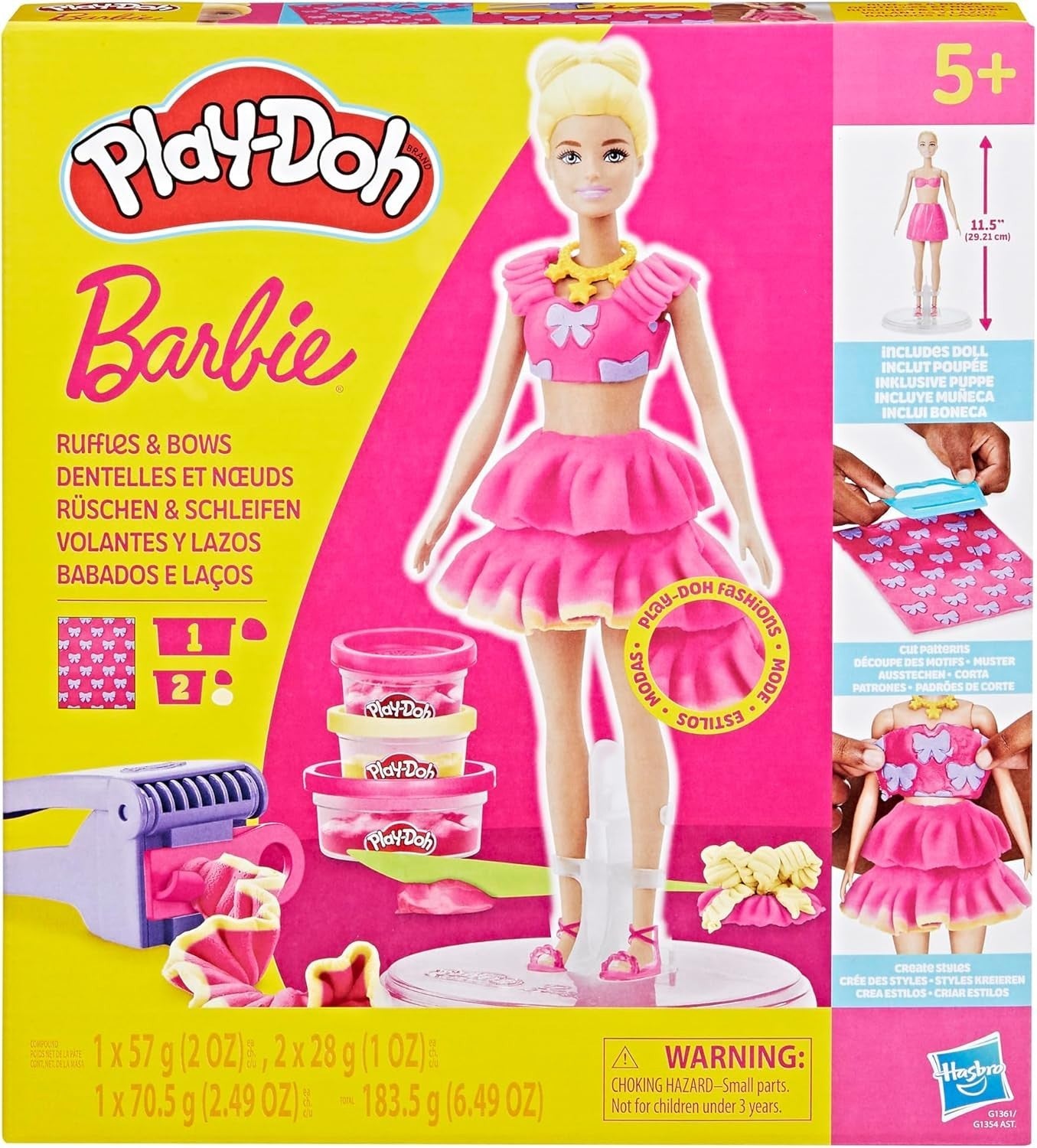 Play Doh Barbie Ruffles Bows Set Make Doll Clothes Modeling Compound 5+ New