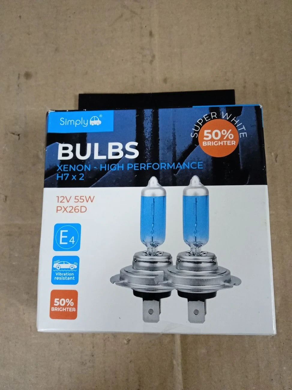 Simply SWH7 High Performance H7 Car Bulb Duo 2 Pack 12V 55W PX26D Base New