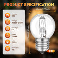 SCNNC G45 E14 Golf Ball Bulb 28W Dimmable AC 230V Warm White 2700K 4pc New