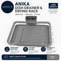 Anika Kitchen Dish Drainer Drying Rack Removable Drip Tray Cutlery Holder Large