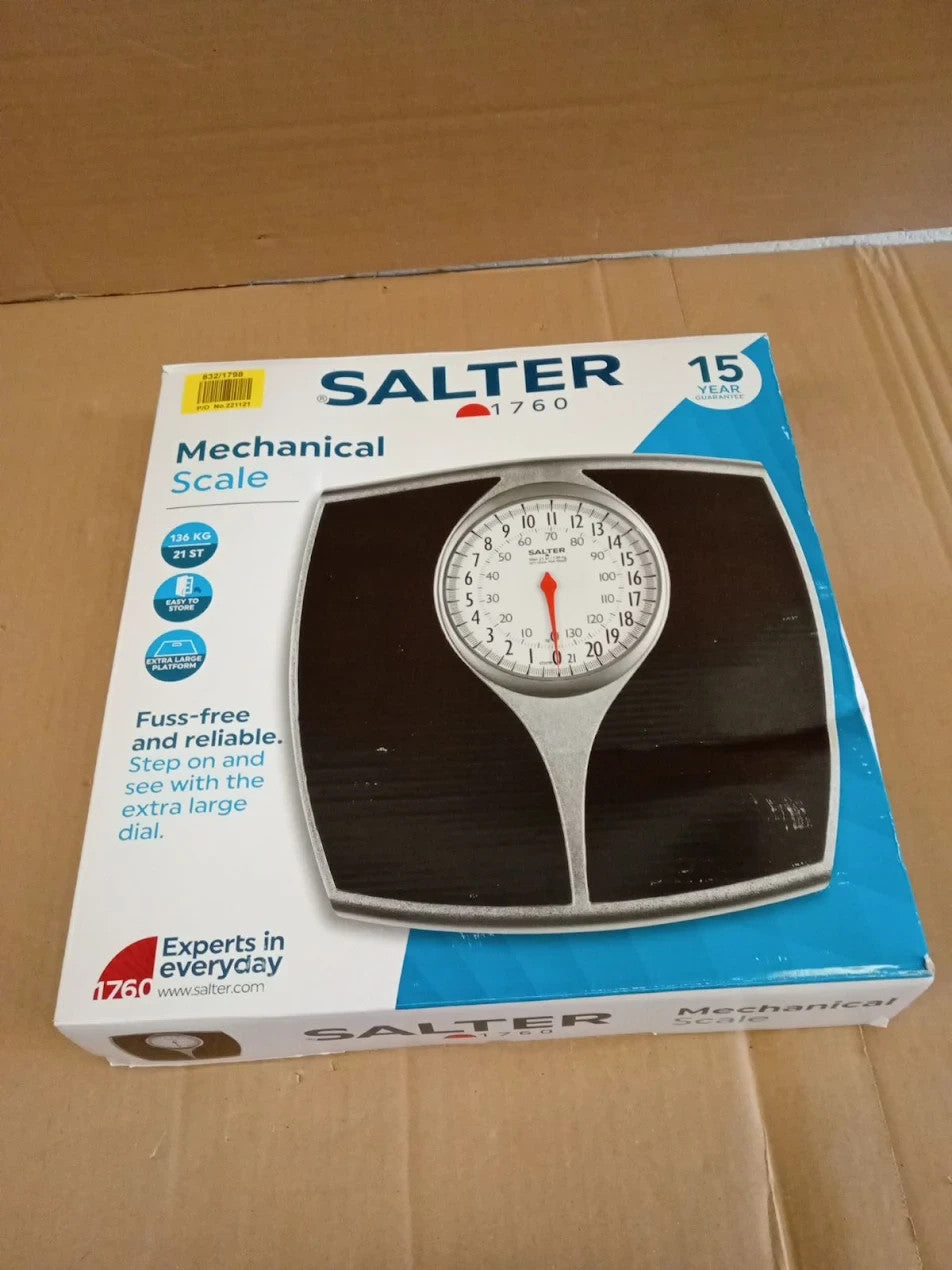 Salter Mechanical Bathroom Clear View Scale Red Dial Black 5.5x30x30cm