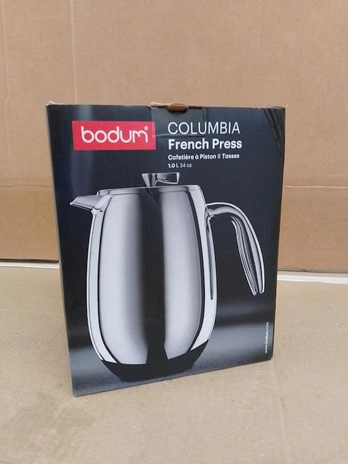 Bodum Double Wall French Press Columbia 1L 8 Cup Shiny Coffee Maker New