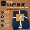 Milam London Cotton Throw Blanket Navy Blue Sofa Bed Armchair Cozy 120x180cm New