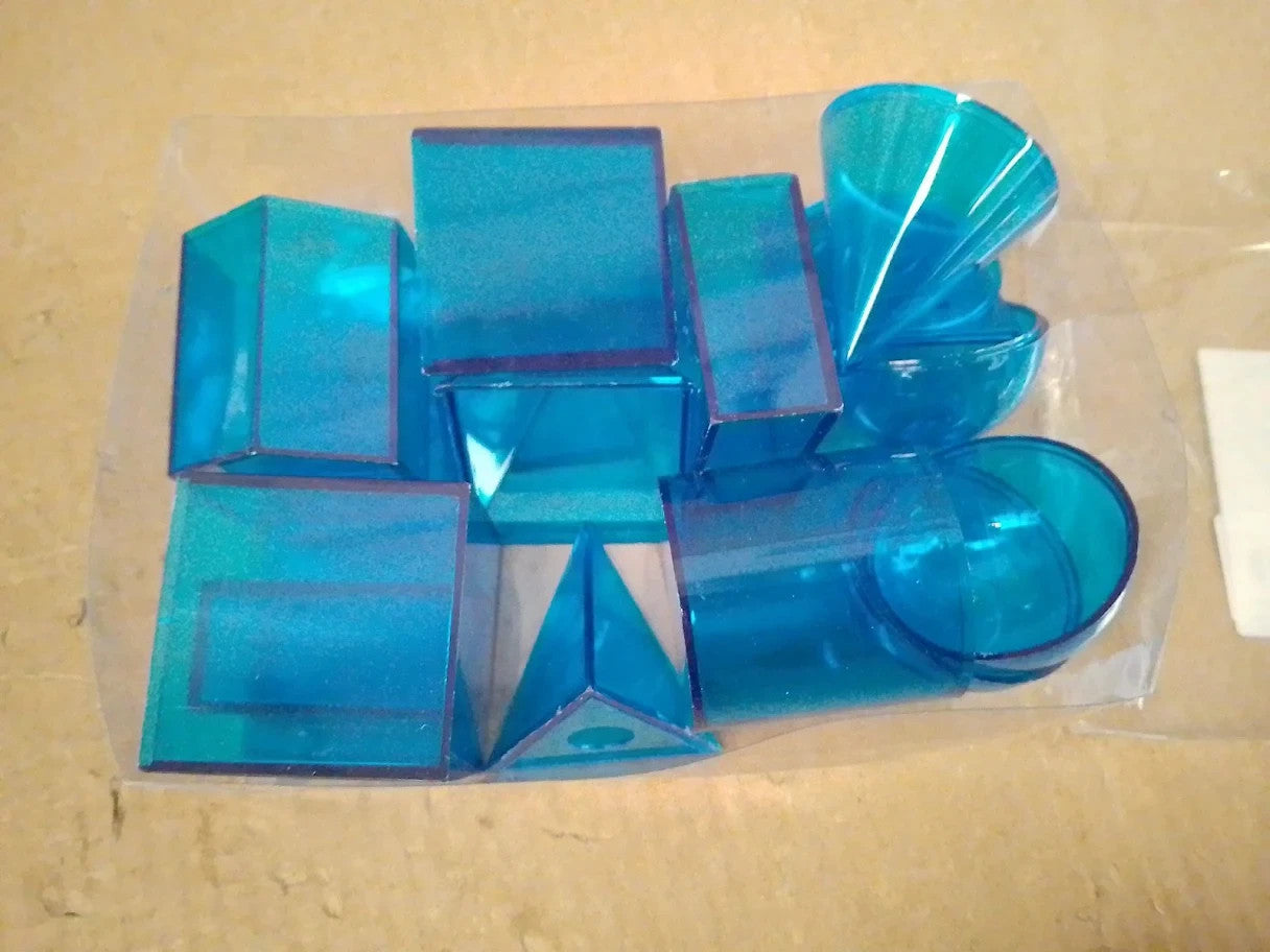 Hand2mind Eta 29035P Blue Power Geometric Solids Set 12 Easy Storage New