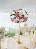Oairse Artificial Flower Ball 30 Heads Silk Roses Fake Flowers 30cm Pink White